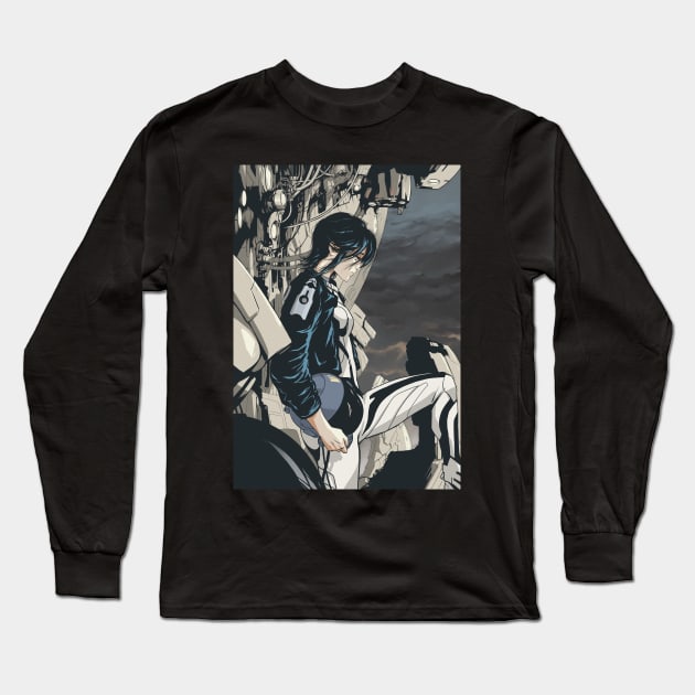 Original Manga Poster Mecha Pilot Long Sleeve T-Shirt by Jay Spotting